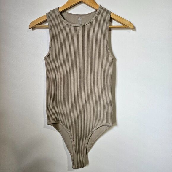 EUC AURA TAUPE CREW NECK RIBBED STRETCHY BODYSUIT SIZE XL/XXL - Picture 1 of 12